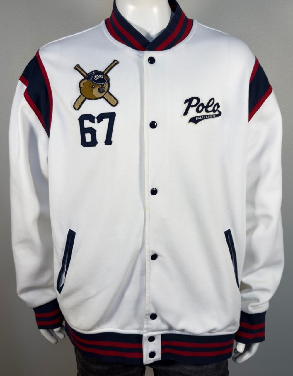 Ralph Lauren Polo Bears 67 Original Retro Men's Varsity Sweater Jacket Size XXL